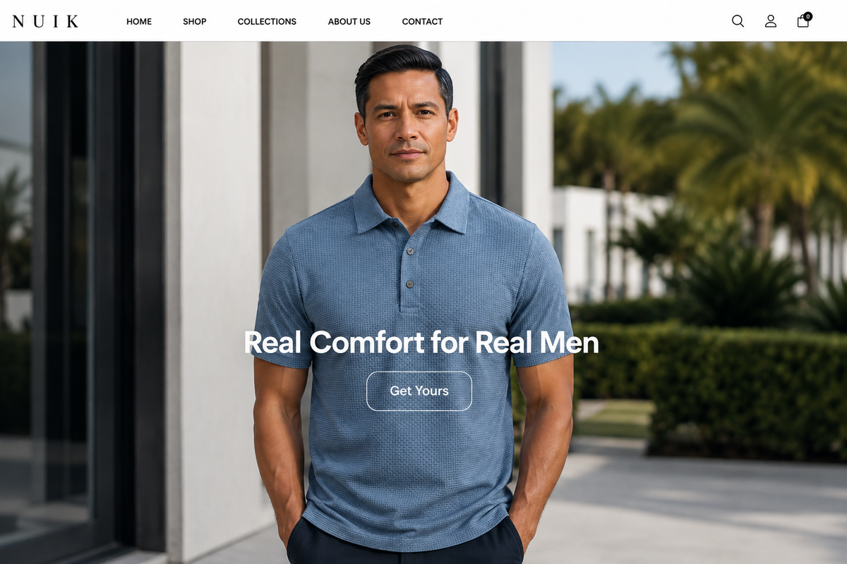 NUIK premium men's polo shirt – Coastal Blue, designed for everyday comfort and style.